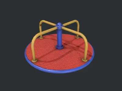 Playground Roundabout - Red Low-poly 3D model