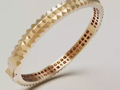 Faceted Pyramid Closed Bangle Bracelet 3D print model
