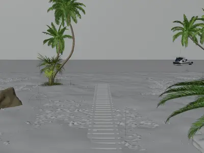 Realistic Beach Scene - 3D Artwork 3D model