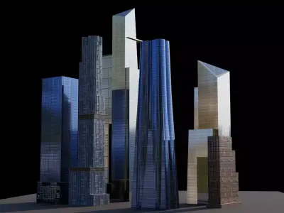 Hudson Yards Pack - All Hudson Yards Towers Low-poly 3D model