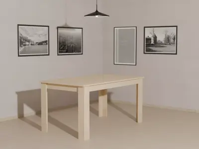 Table minimalistic wood Low-poly 3D model