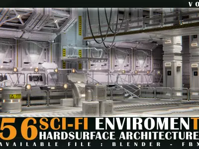 56 Sci-Fi Enviroment Architecture vol 01 Low-poly 3D model