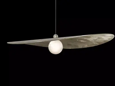 Modern Minimalist Pendant Lamp with Metal Disc Shade Low-poly 3D model