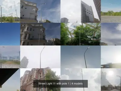 Street Light 11 with pole 1 3D Model Pack