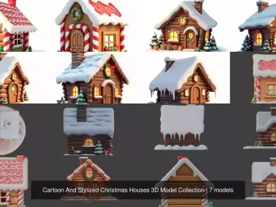 Cartoon And Stylized Christmas Houses 3D Model Collection 3D Model Pack