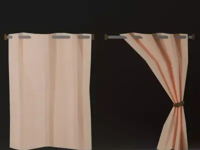 LowpolyCurtain three curtains Low-poly 3D model