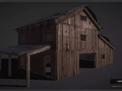 House  barn Modular Low-poly 3D model