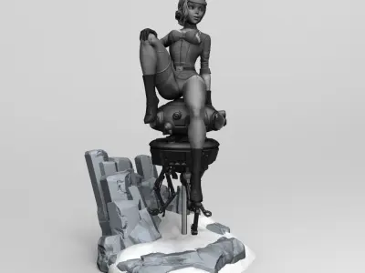 Starwars Imperial Admiral Girl and Probe-droid 3D print model