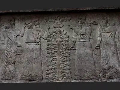 ancient temple midleast wall relief scan FREE Free low-poly 3D model