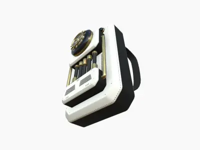 SciFi Backpack I04 White Gold - Fashion Character Design Low-poly 3D model