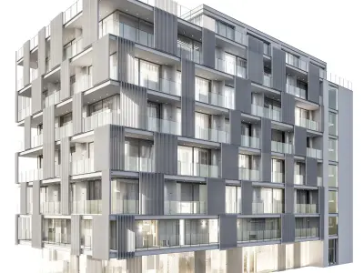 Modern residential building 04 3D model