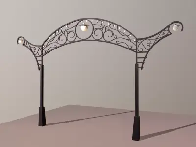 Wrought Iron Arch with Lanterns Low-poly 3D model