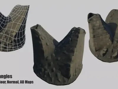 Bastion Rubble Stylized Medieval Debris Low-poly 3D model