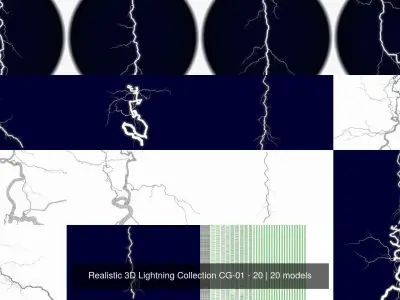 Realistic 3D Lightning Collection CG-01 - 20 3D Model Pack