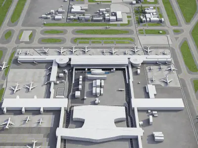 Santiago Airport Low-poly 3D model