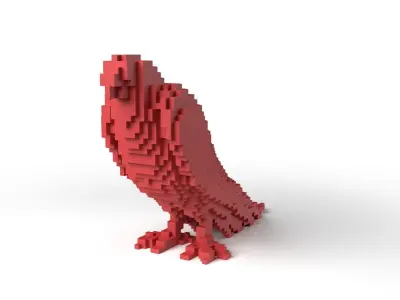 Parrot Minecraft Voxel Low-poly 3D model