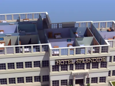 Hotel Full Interior Low-poly 3D model