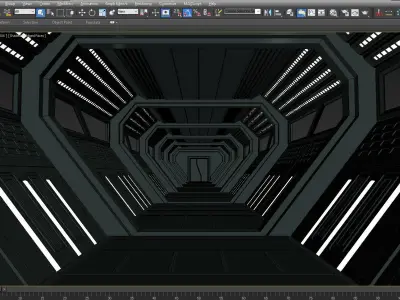 SCI FI INTERIOR SCENE SPACE SHIP CORRIDOR Low-poly 3D model