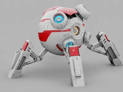 combat robot  rigged character 3D model purchase