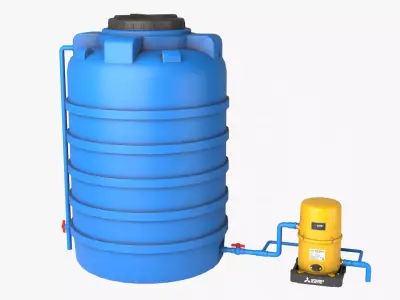 Automatic pump with Water tank Low-poly 3D model