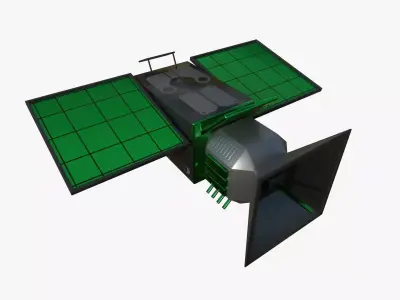 Satellite E01 Black Green - SciFi Space Design Low-poly 3D model