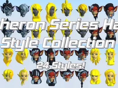 Acheron Hair Styles 01 02 03 3D Model Pack