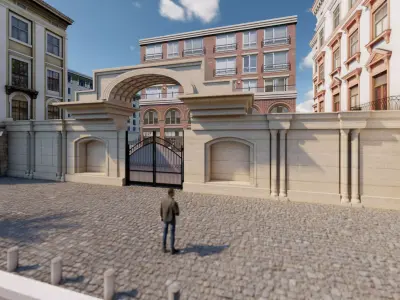 Classic stone facade-Building Classic Facade Element 3D model 3D model