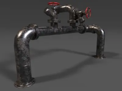 Pipeline industrial pipe Low-poly 3D model