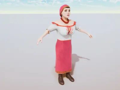 Stylized Character Woman Rigged with Shape Keys Low-poly 3D model