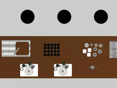 Modern Bar Counter with Bar Stools   3D Model 3D model