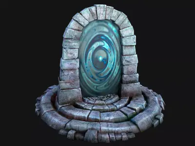 Portal Teleport Arch in the Ice Snow Arctic Low-poly 3D model