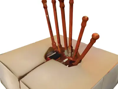 Industrial Concrete Base with Rebar Low-poly 3D model