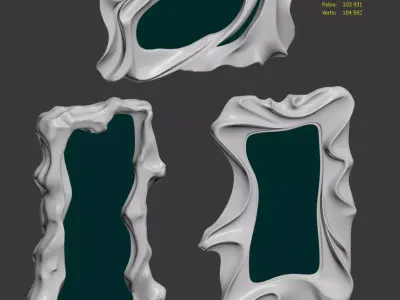 Organic plaster mirrors - 3 models 3D model