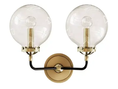 bra bistro globe clear glass double sconce nickel 3D model