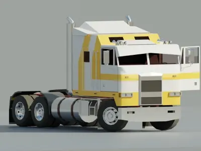 Semi truck Cabover Free low-poly 3D model