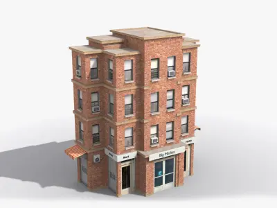 Apartment Building x17 Low-poly 3D model