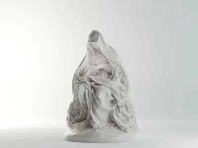 Seated Virgin Mary Sculpture VR AR Mobile-ready Game-ready Low-poly 3D model