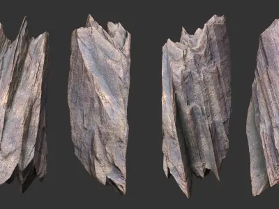 Modular Cliff Rock 3D Pack - Sharp Vertical Cliff Assets 250630 Low-poly 3D model