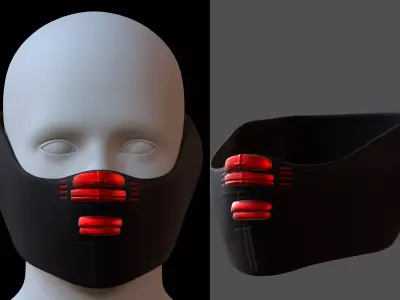 Gas mask helmet 3d model scifi Low-poly  Low-poly 3D model 135