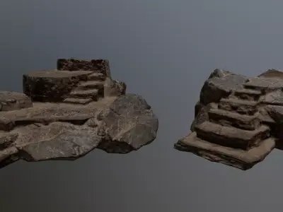 Altar Set rock Low-poly 3D model get