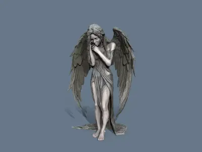 angel statue Low-poly 3D model