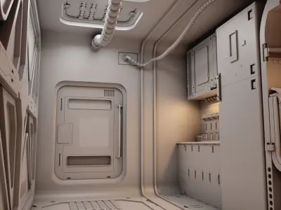 sci-fi shuttle room without textures 3D Model Pack