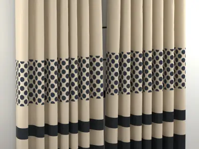 Curtain pair of curtains with stripes 3D model