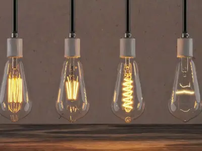 Bulb Antique Pear Shaped LED LED Twisted Edison and Incandescent 3D model