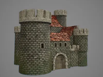Medieval fortress 3 Low-poly 3D model