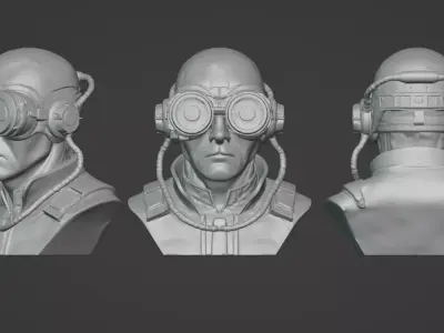 Cyberpunk Tactical Goggles Bust 3D print model