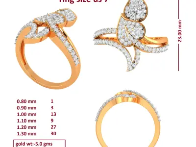 Diamond Ring for Women 3D print model 11