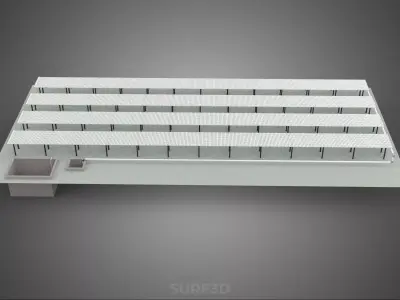 LAYOUT PARALLEL ROWS PLANT CROP FARM MODERN CULTIVATION FACTORY 3D model