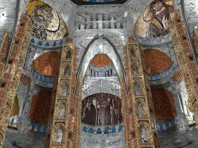 Byzantine Cathedral - Exterior and Interior 3D model