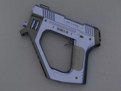 Quanta 05 SciFi Concept Futuristic Handgun Violet Color 3D model